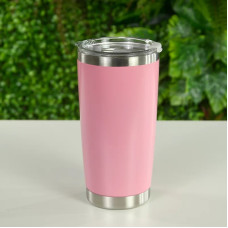 Copo Térmico Inox 500ml Rosa Com Tampa - Bene Casa